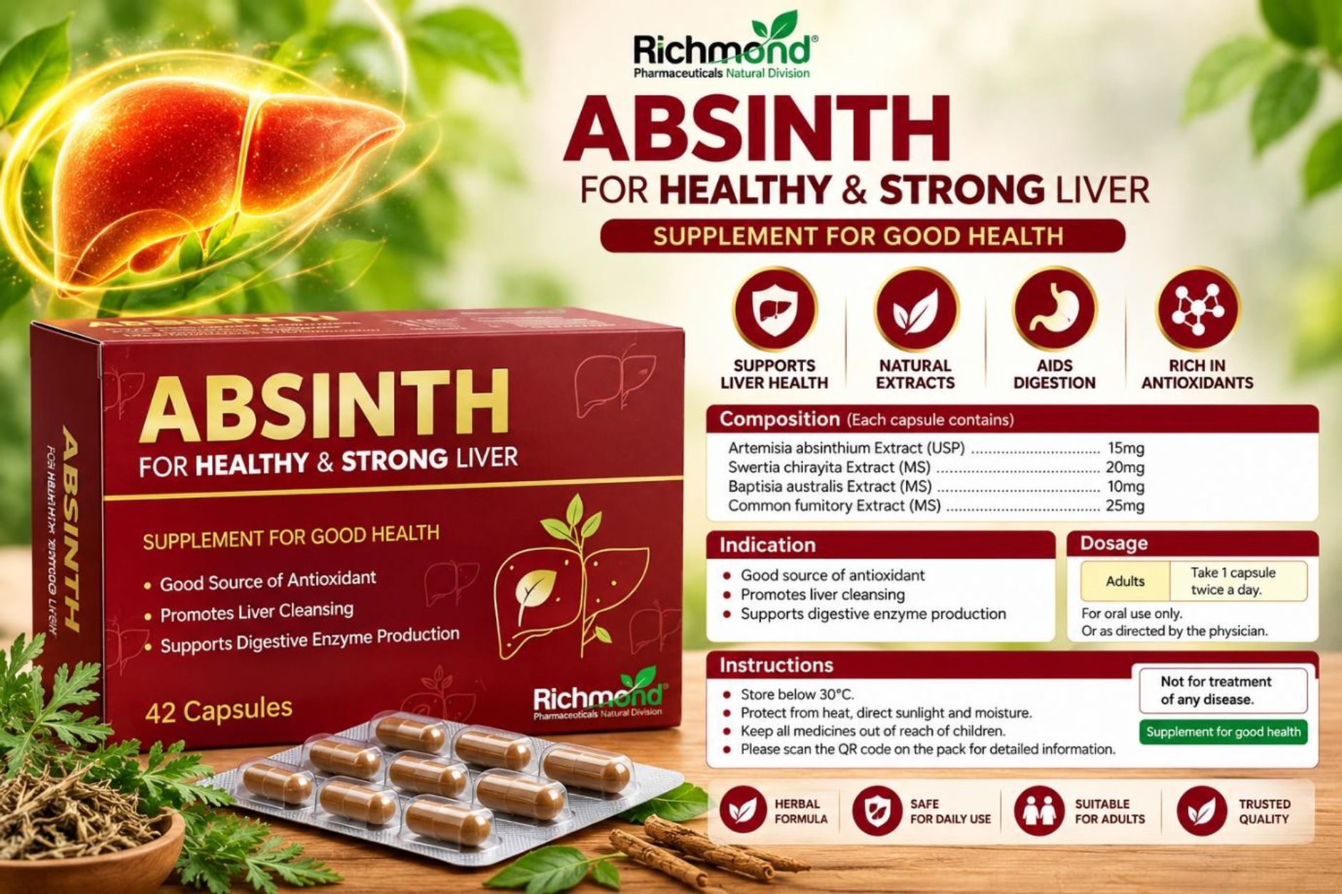 Absinth Capsule Herbal Liver and Digestive Support