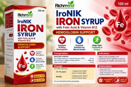- IronNIK Iron Syrup 120ml with Folic Acid and Vitamin B12 by Richmond Pharmaceuticals